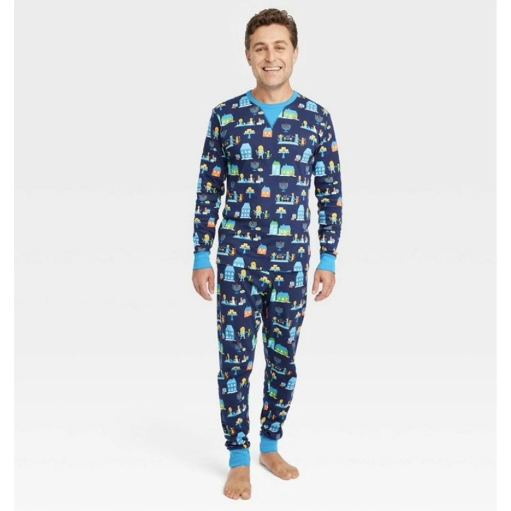 Target Hanukkah Blue Lion 2-Piece PJ Pajama Lounge Sleepwear Set Men's Large